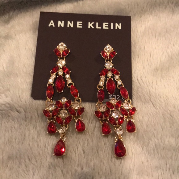 Red and Gold Chandelier Earrings
